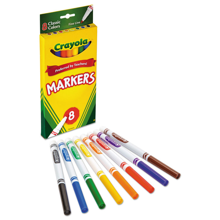 Crayola Non Washable Markers Fine Point Classic Colours 8 Set